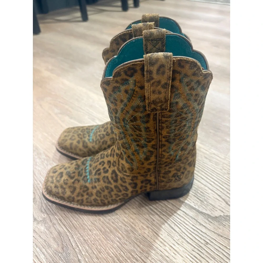 Ariat Primetime Girls Leopard Print Western Boots Toddler Size 1 Style 10044422